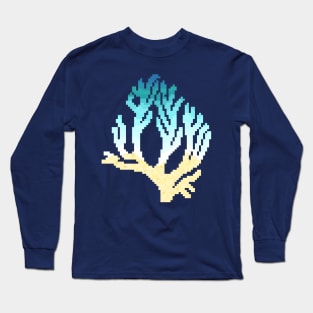 Modern Pixel Sea Coral Long Sleeve T-Shirt